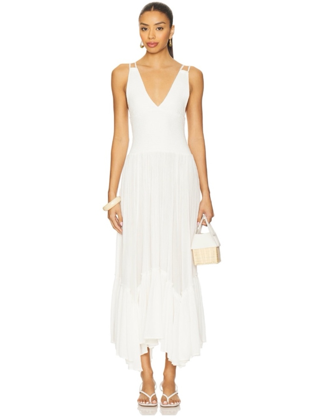 New Free People Fun In The Sun Maxi Dress White Medium